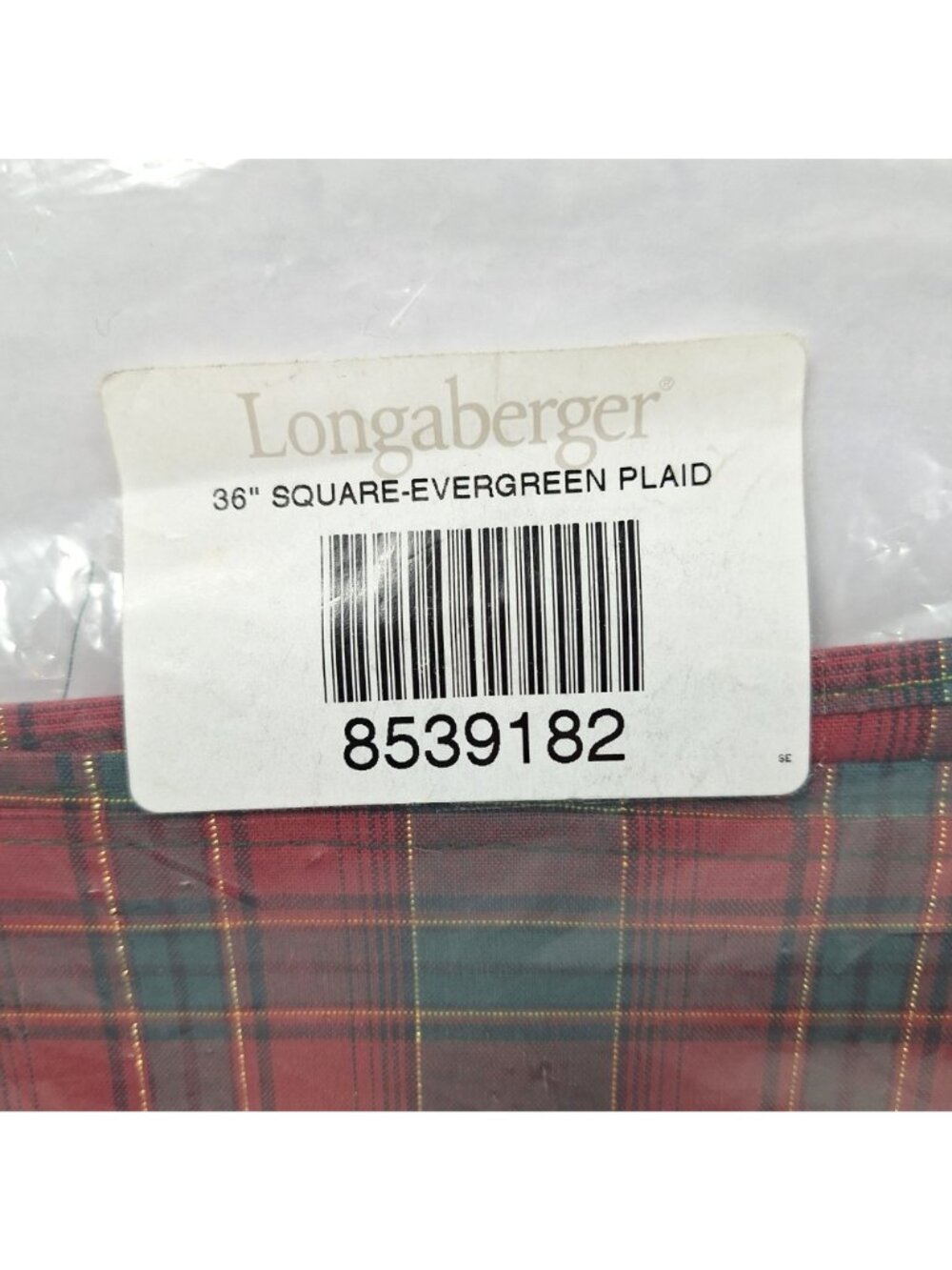 Longaberger Evergreen Plaid 4 Napkins 36" Square Tablecloth Set Open Package - Picture 11 of 16